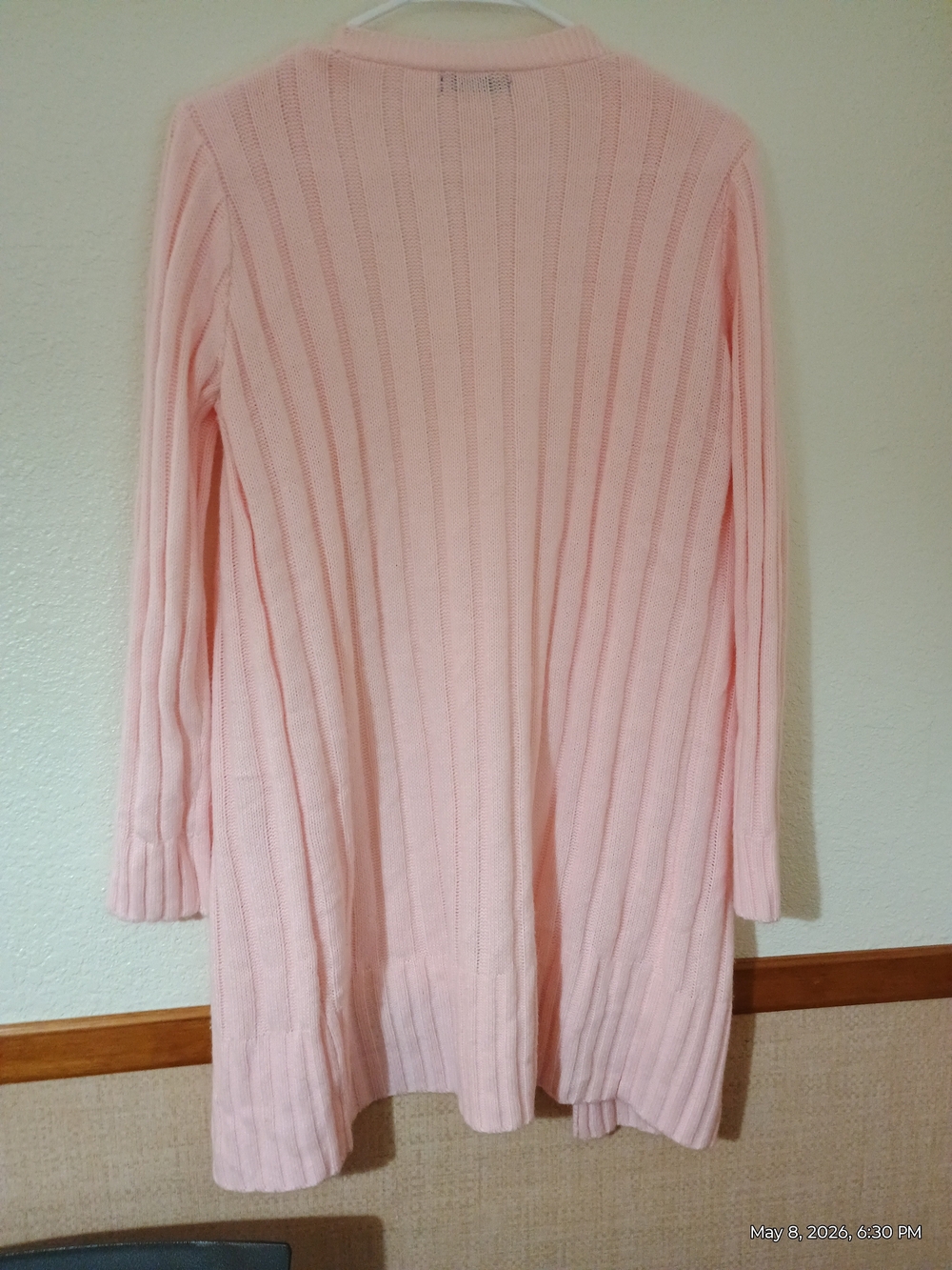 SHEIN Light Pink Cable-Knit Open Cardigan - Picture 3 of 4